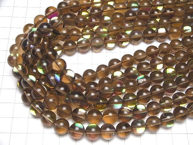 [Video]Brown Luna Flash Round 10mm 1strand beads (aprx.15inch/36cm)