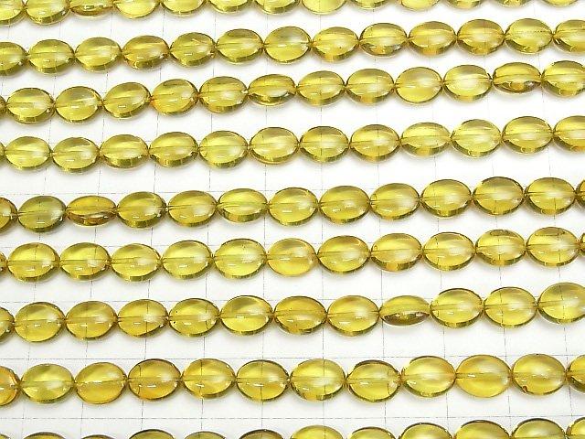 [Video] Yellow Green Amber AAA Oval 9x7x4mm 4pcs-1strand beads (aprx.15inch / 38cm)