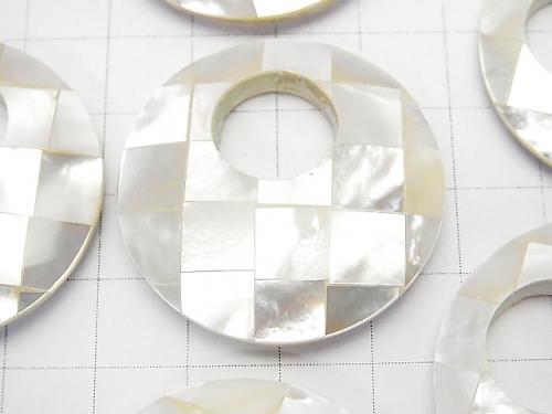 Mosaic Shell Coin (Donut) 35mm White 1pc