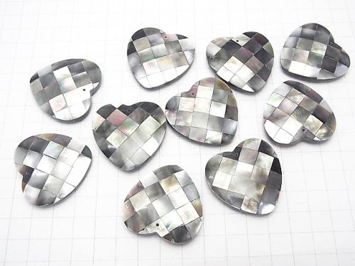 Mosaic Shell Heart 35 x 35 x 8 mm Black 1 pc $3.79!