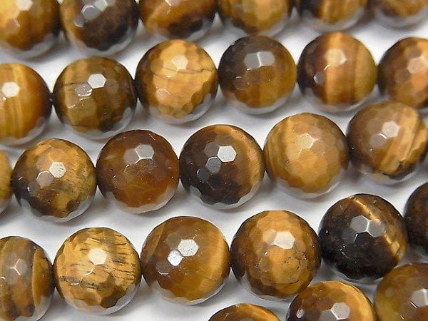 1strand $9.79! Yellow Tiger's Eye AA ++ 128 Faceted Round 10 mm 1strand beads (aprx.14inch / 34 cm)