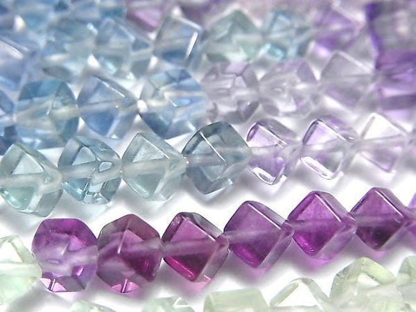 [Video]Fluorite AAA Dice 6x6x6mm Color Gradation 1strand beads (aprx.15inch/38cm)