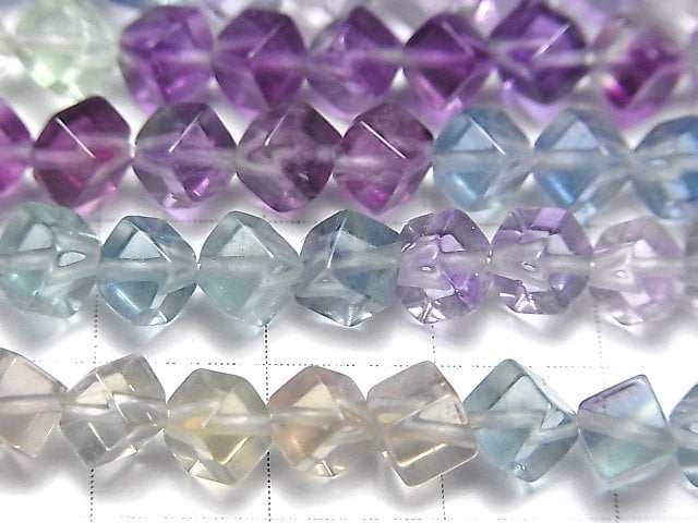 [Video]Fluorite AAA Dice 6x6x6mm Color Gradation 1strand beads (aprx.15inch/38cm)