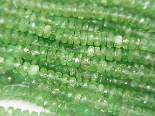 [Video] High Quality Tsavorite Garnet AAA Faceted Button Roundel  half or 1strand beads (aprx.17inch/42cm)