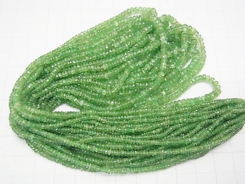 [Video] High Quality Tsavorite Garnet AAA Faceted Button Roundel  half or 1strand beads (aprx.17inch/42cm)