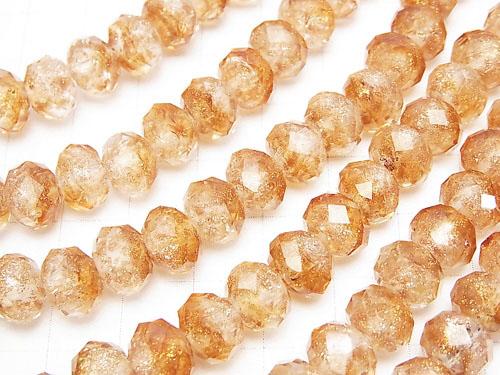 Lampwork Beads Faceted Button Roundel 10 x 10 x 7 mm [Orange] half or 1 strand (aprx.14 inch / 34 cm)