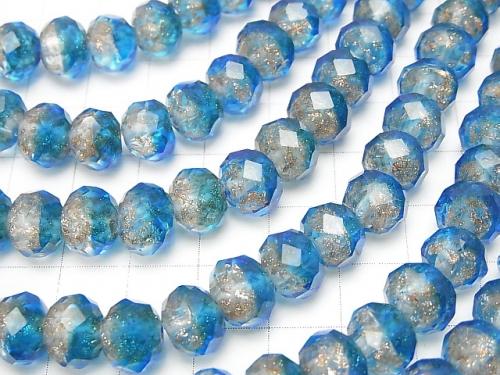 Lampwork Beads Faceted Button Roundel 10 x 10 x 7 mm [light blue] half or 1 strand (aprx.14 inch / 34 cm)