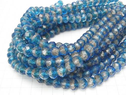Lampwork Beads Faceted Button Roundel 10 x 10 x 7 mm [light blue] half or 1 strand (aprx.14 inch / 34 cm)