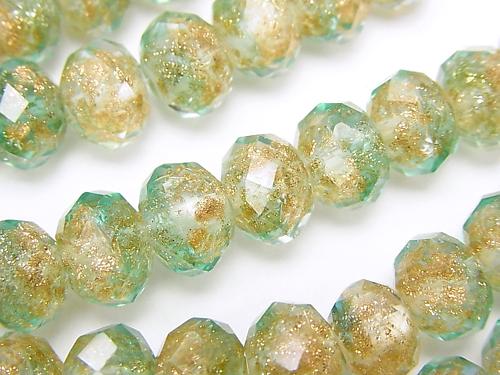 Lampwork Beads Faceted Button Roundel 10 x 10 x 7 mm [light green] half or 1 strand (aprx.14 inch / 34 cm)