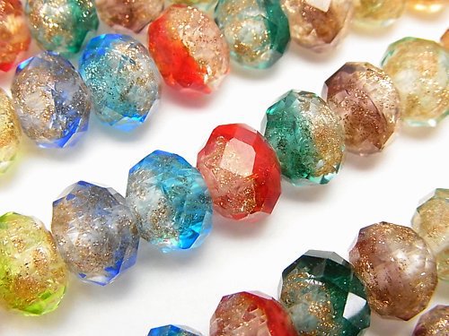 Lampwork Beads Faceted Button Roundel 10x10x7mm [Multicolor] half or 1strand beads (aprx.14inch/34cm)