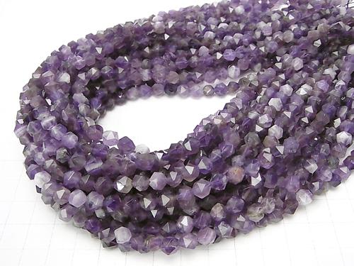 Stripe Amethyst 20Faceted Round 6mm 1strand beads (aprx.15inch / 37cm)