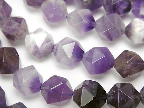 Stripe Amethyst 24 Faceted Round 10 mm half or 1 strand (aprx. 15 inch / 37 cm)