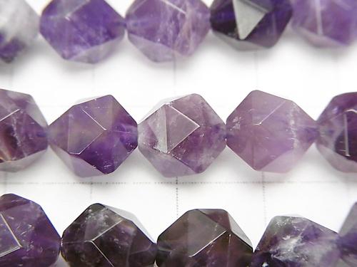 Stripe Amethyst 24 Faceted Round 10 mm half or 1 strand (aprx. 15 inch / 37 cm)