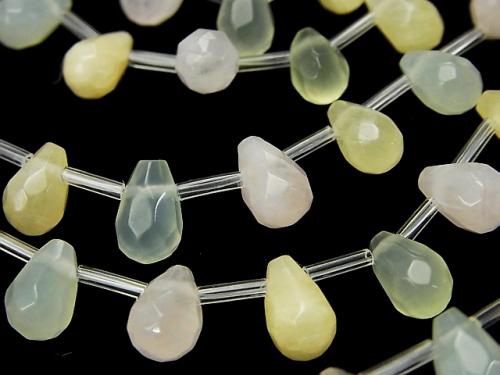 Mixed Stone  Faceted Drop 9x6x6mm half or 1strand (aprx.15inch/38cm)
