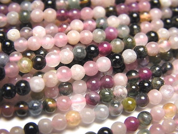 [Video] Multicolor Tourmaline AA++ Round 3mm 1strand beads (aprx.15inch/38cm)