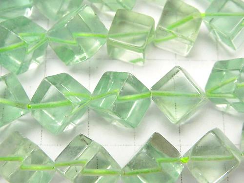 Green Fluorite AAA - Dice 13 x 13 x 13 mm half or 1 strand (apr x 15 inch / 37 cm)
