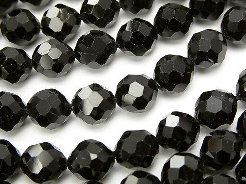 Diamond Cut! Black Tourmaline AA ++ - AA + 48 Faceted Round 8 mm half or 1 strand (aprx.15 inch / 37 cm)