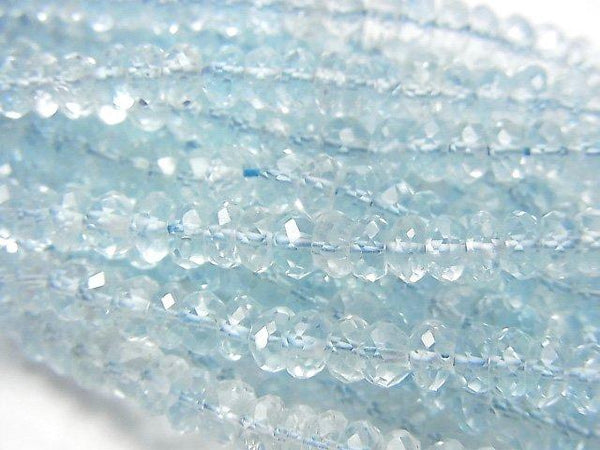 [Video] High Quality Sky Blue Topaz AAA Faceted Button Roundel half or 1strand beads (aprx.13inch / 32cm)