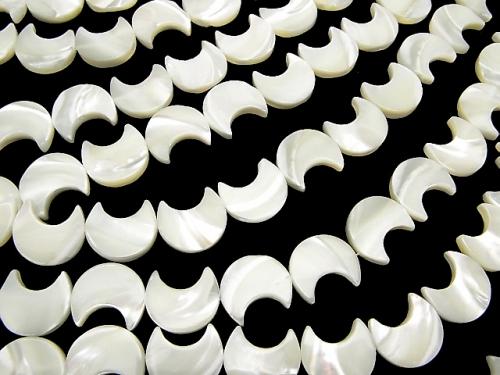 [Video] Mother of Pearl MOP White Crescent Shape 16x14x3mm 1strand beads (aprx.15inch / 38cm)