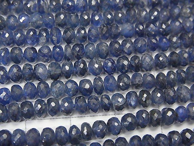 [Video] MicroCut!  Top Quality Sapphire AAA+ Faceted Button Roundel  1/4 or 1strand beads (aprx.16inch/40cm)
