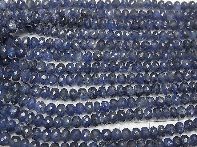 [Video] MicroCut!  Top Quality Sapphire AAA+ Faceted Button Roundel  1/4 or 1strand beads (aprx.16inch/40cm)