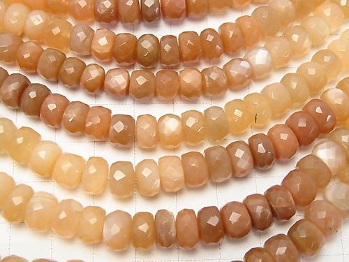 High Quality Orange Moon Stone AAA - AAA - Faceted Button Roundel Color gradation half or 1strand (aprx.7inch / 18 cm)