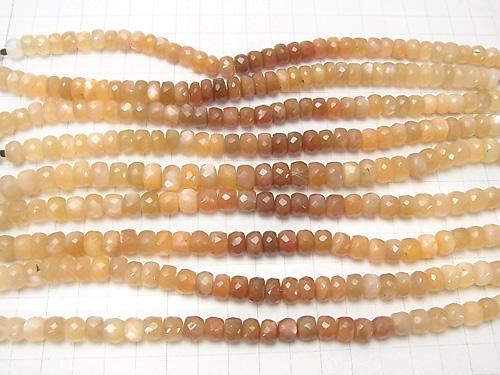 High Quality Orange Moon Stone AAA - AAA - Faceted Button Roundel Color gradation half or 1strand (aprx.7inch / 18 cm)