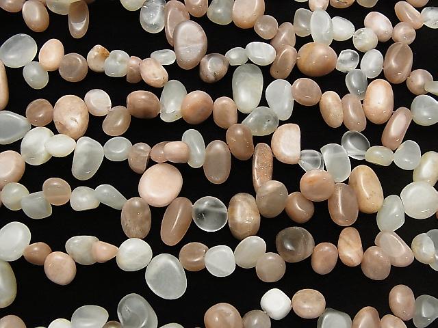 [Video] White & Orange Moonstone AA Flat Nugget Top Side Drilled Hole 1strand beads (aprx.15inch / 36cm)