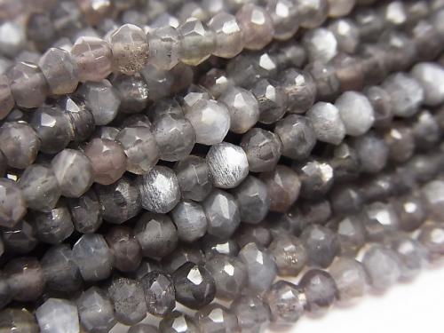 1strand $15.99! High Quality Black Moon Stone AAA Faceted Button Roundel 1strand (aprx.13inch / 32cm)