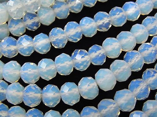 High Quality! Synthetic Opal Faceted Button Roundel 7x7x5 White half or 1strand (aprx.15inch / 36cm)