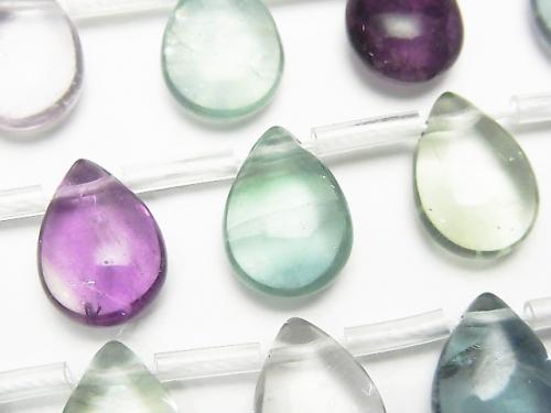 [Video]Multicolor Fluorite AAA- Pear shape (Smooth) 14x10x6mm 1strand beads (aprx.7inch/18cm)