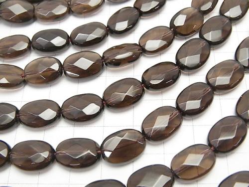 Smoky Crystal Quartz AAA Faceted Oval 14x10x5mm half or 1strand (aprx.15inch/36cm)
