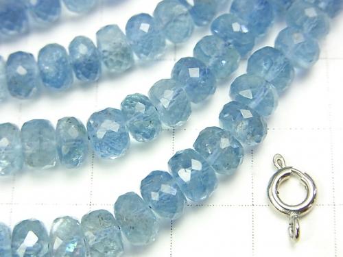 1strand $287.99High Quality Aquamarine AAA+ Faceted Button Roundel  1strand (aprx.16inch/40cm)