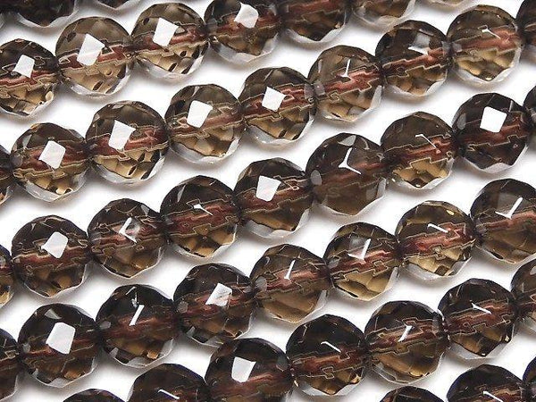 [Video] Smoky Quartz AAA Twist 72Faceted Round 6mm half or 1strand beads (aprx.15inch / 37cm)