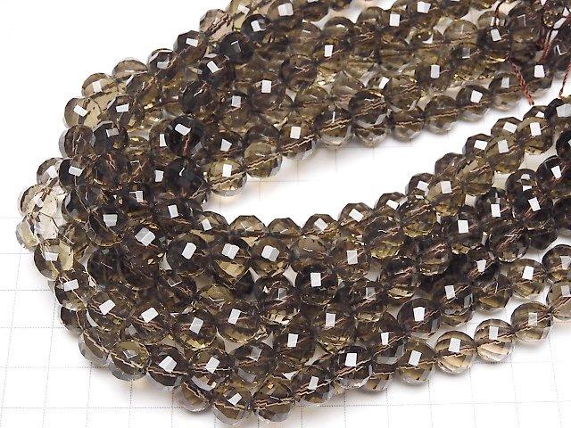 Smoky Quartz AAA Twist 72Faceted Round 10mm half or 1strand beads (aprx.15inch/38cm)
