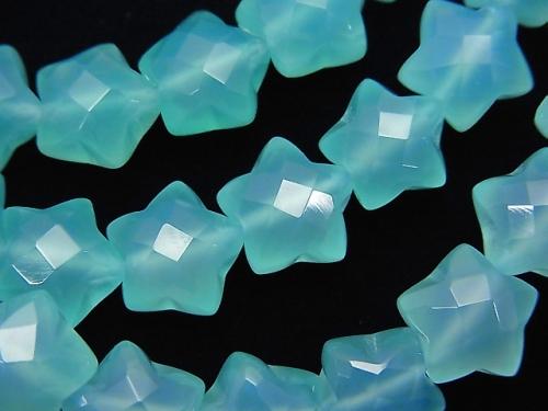 Sea Blue Chalcedony AAA Faceted Star 10x10x7mm 4pcs or 1strand (Bracelet)