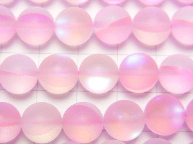 [Video] Frost Pink Luna Flash Round 10mm 1strand beads (aprx.15inch/36cm)