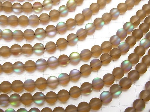 [Video] Frost Brown Luna Flash Round 6mm 1strand beads (aprx.15inch/37cm)