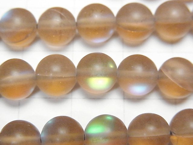 [Video] Frost Brown Luna Flash Round 8mm 1strand beads (aprx.15inch/37cm)