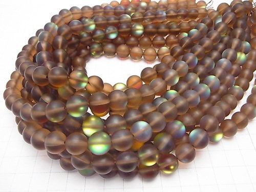 [Video] Frost Brown Luna Flash Round 10mm 1strand beads (aprx.15inch/36cm)