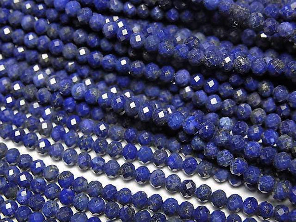 [Video]High Quality! Lapislazuli AA++ Faceted Button Roundel 2.5x2.5x2mm half or 1strand beads (aprx.13inch/32cm)