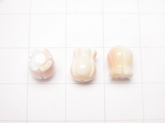 [Video] Queen Conch Shell AAA- Lily of the valley (flower) motif 8x6x6mm [Half Drilled Hole] 4pcs