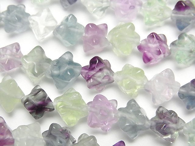 [Video] Multi color Fluorite AA++ Star Dice Shape 8x8mm half or 1strand beads (aprx.15inch/37cm)