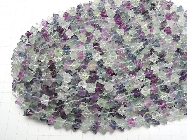 [Video] Multi color Fluorite AA++ Star Dice Shape 8x8mm half or 1strand beads (aprx.15inch/37cm)