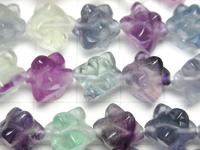 [Video] Multi color Fluorite AA++ Star Dice Shape 10x10mm half or 1strand beads (aprx.15inch/37cm)
