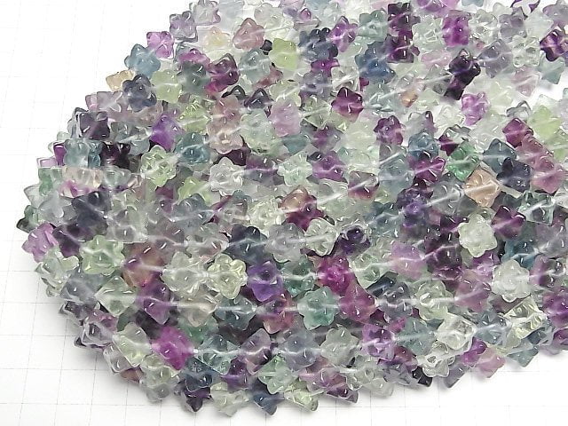 [Video] Multi color Fluorite AA++ Star Dice Shape 10x10mm half or 1strand beads (aprx.15inch/37cm)