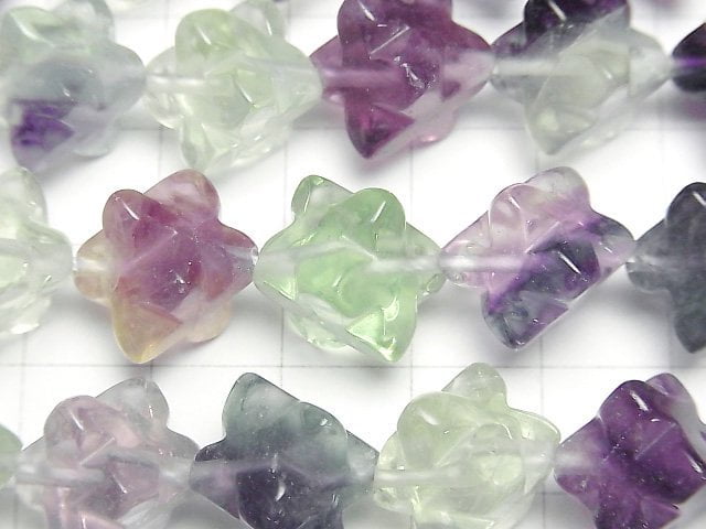 [Video] Multi color Fluorite AA++ Star Dice Shape 12x12mm half or 1strand beads (aprx.15inch/36cm)