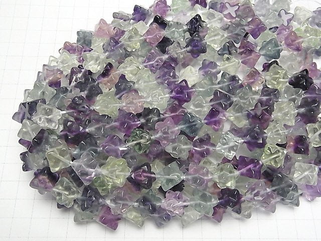 [Video] Multi color Fluorite AA++ Star Dice Shape 12x12mm half or 1strand beads (aprx.15inch/36cm)