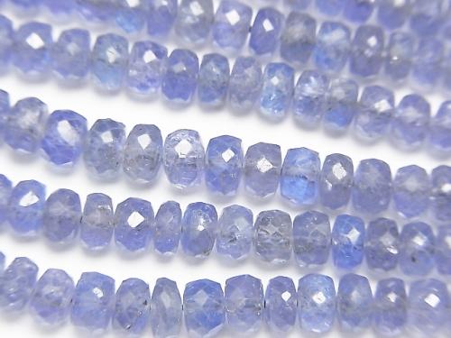High Quality Tanzanite AAA Faceted Button Roundel  half or 1strand (aprx.15inch/38cm) - wholesale gemstone beads, gemstones - kenkengems.com