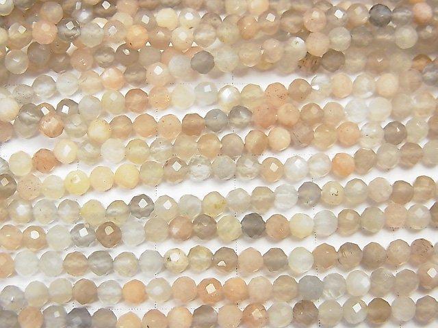 [Video] High Quality! Multi Color Moonstone AAA Faceted Round 3mm 1strand beads (aprx.15inch / 37cm)
